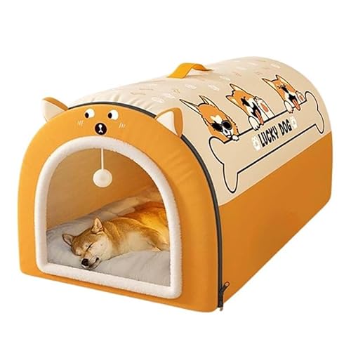 MNBVH 2 in 1 Hundehaus großes Hundebett, Faltbarer beruhigender Hundzwinger, Haustier Komfortmatte Nicht-rutsches warmes Haustier Iglu-Bett für Hunde Katzen, abnehmbares Waschwert a von MNBVH
