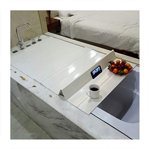 MNBVH Badewannenabdeckungen Falten Badewanne Isolierabdeckung Weiß Staubdichtes Brett Auflage auf der Wanne PVC Badewannenisolationsabdeckung 175×75 cm von MNBVH