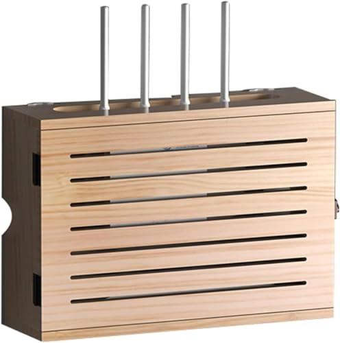 MNBVH Holz Router Regal, WiFi Router Storage Box, Router Box Wandhalterung, WLAN Box, Wandbehang Router Dekorative Box, Kabel Management Box Wand Regal Braun von MNBVH