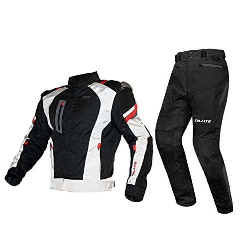 MNBVH Motorradanzug, Motorradkombi Herren 2teilig mit Protektoren, Motorrad Schutzkleidung Textil Wasserdicht, Winddicht, Reflektierende, Herren Motorrad Jacken und(Size:XL,Color:Weiß) von MNBVH