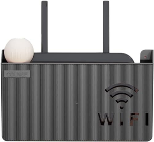 MNBVH Router Aufbewahrungsbox Wand WLAN Router Regal Wandmontage Kabel Organizer Box Wandbehänge TV Kabel Verstecken Box Wandbehang Router Verstecken Regal für Wand Dekorative (Color:Schwarz) von MNBVH