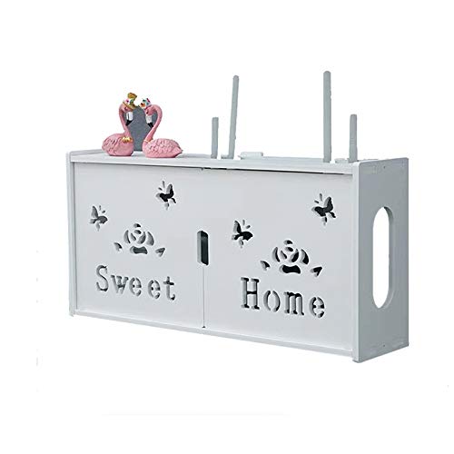 MNBVH Wand Router Aufbewahrungsbox Weiß WLAN Box Router Regal TV Kabel Verstecken Box Router Kabel Cable Organizer Box WiFi Router Storage Box E von MNBVH