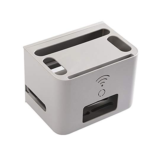 MNBVH WiFi Router Storage Box Kabel Verstecken Box Cable Organizer Kabel Organisation Fritzbox Wandhalterung Kabelkiste WLAN Router Regal Aufbewahrungsbox Grey von MNBVH