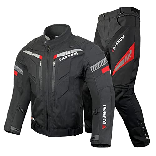 Motorrad Kleidung Herren 2 Teilig, Motorradkombi mit Protektoren, Motorradanzug Wasserdicht, Winddicht, Reflektierend, Motorradkleidung Männer, Motorrad Schutz(Size:L,Color:Schwarz) von MNBVH