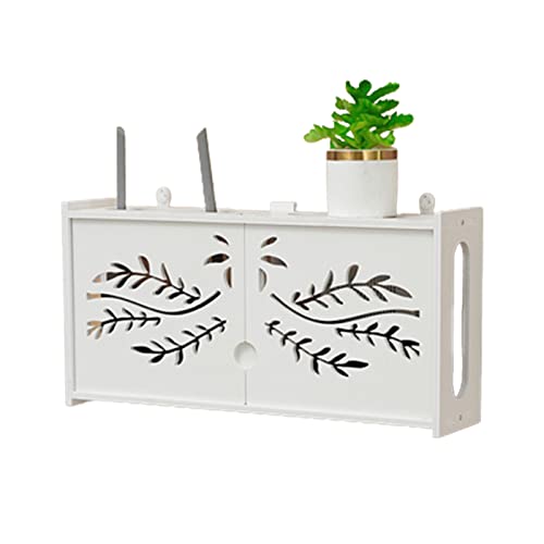 PPGE Home Wand Router Aufbewahrungsbox Weiß, WLAN Router Regal Wandmontage, Router Box Aufbewahrung Wandhalterung, Wandbehänge TV Kabel Verstecken Box, Router Organizer Kabel Boxen von MNBVH