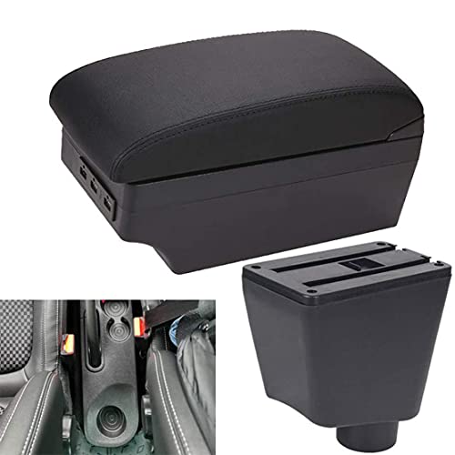 für Renault Clio 4 Auto Konsole Armlehnebox Mittelkonsole Doppelschicht Mit Aufbewahrungsbox USB-Ladeanschluss Armlehnen Organizer Schwarz Auto Interieur ZubehöR von MNBX