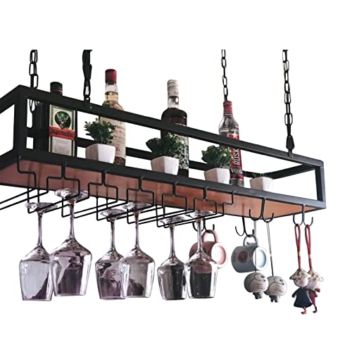 MNCXMOBA Weinregal, Bar-Weinregale, an der Decke montierte Weinflaschenregale, hängender Weinglashalter, schwimmendes Organizer-Regal aus Eisen für Zuhause, Küche, Bar, Speisekammer (80 x 25 x 22 cm) von MNCXMOBA