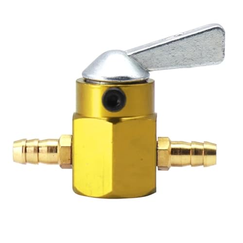 Benzinhahn Schalter 6mm Gas Tank Kraftstoff Schalter Benzin Wasserhahn Abschaltung Ventil Pumpe Tap Petcock Für Motorrad Vergaser Öltankhahn Petcock Ventil(6mm Gold) von MNEVZX