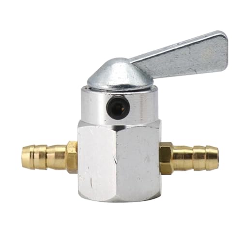 Benzinhahn Schalter 6mm Gas Tank Kraftstoff Schalter Benzin Wasserhahn Abschaltung Ventil Pumpe Tap Petcock Für Motorrad Vergaser Öltankhahn Petcock Ventil(6mm Silver) von MNEVZX
