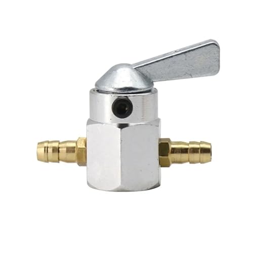 Benzinhahn Schalter Universal Inline 6mm 8mm Kraftstoffventilschalter Benzin-/Kraftstoffhahn Motorrad Ein-Aus Benzinhahn Kraftstoffschalter Öltankhahn Petcock Ventil(Silver 6MM) von MNEVZX