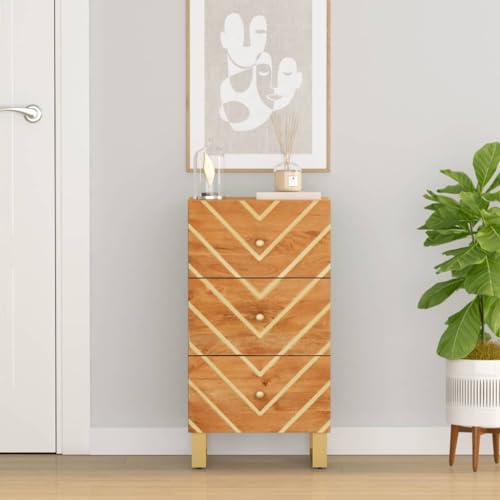 Beistellschrank Braun und Schwarz gartenschrank flurschrank for Innenraum Schlafzimmer 40x33,5x75 Massivholz Mango von MNISDFL