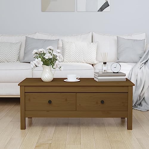 Couchtisch Honigbraun Wohnzimmer möbel wohnzimmertisch for Innenraum Wohnzimmer 100x50x40 cm Massivholz Kiefer von MNISDFL