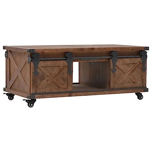 Couchtisch Massivholz Tanne wohnzimmertisch Tisch Wohnzimmer for Innenraum Esszimmer 91x51x38 cm Braun von MNISDFL
