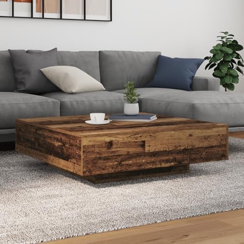 Couchtisch mit LED-Leuchten Altholz Coffee Table Wohnzimmer möbel for Esszimmer Wohnzimmer 100x100x31 cm von MNISDFL