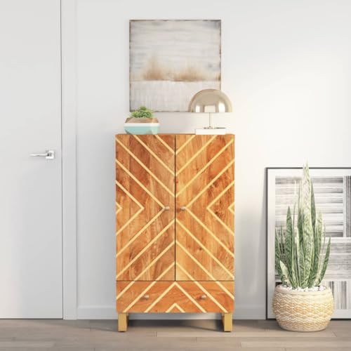 Highboard Braun und Schwarz kommoden kleiderschrank for Wohnzimmer Schlafzimmer 60x33,5x100 cm Massivholz Mango von MNISDFL