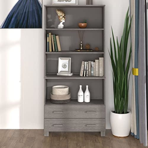 Highboard HAMAR Massivholz Kiefer Hellgrau kleiderschrank kommoden for Wohnzimmer Büro von MNISDFL
