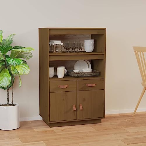 Highboard Honigbraun kleiderschrank gartenschrank for Innenraum Wohnzimmer 67x40x108,5 cm Massivholz Kiefer von MNISDFL