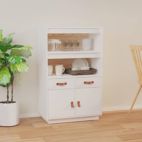 Highboard Weiß gartenschrank gartenschrank for Schlafzimmer Wohnzimmer 67x40x108,5 cm Massivholz Kiefer von MNISDFL