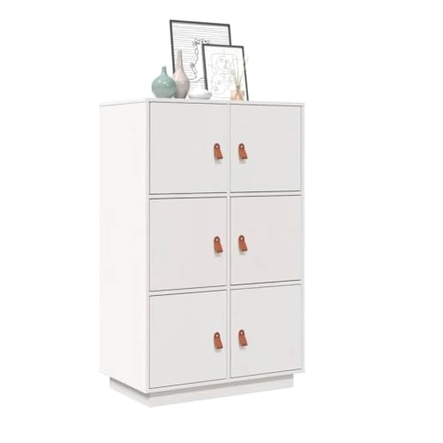 Highboard Weiß kleiderschrank gartenschrank for Schlafzimmer Büro 67x40x108,5 cm Massivholz Kiefer von MNISDFL
