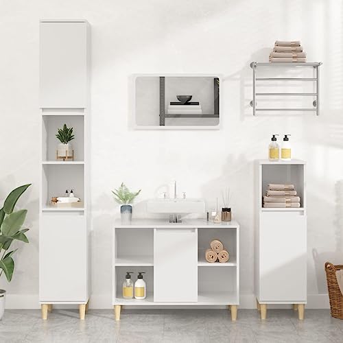 MNISDFL Badezimmerschrank Waschbecken unterschrank Waschbeckenunterschrank Hochglanz-Weiß 80x33x60cm Holzwerkstoff von MNISDFL