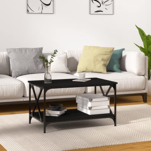 MNISDFL Couch Tisch Beistelltische fürs Wohnzimmer Couchtisch Schwarz 80x50x45 cm Holzwerkstoff und Eisen von MNISDFL