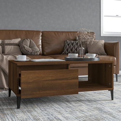 MNISDFL Couchtisch Braun Eichen-Optik Couch Tisch beistelltisch for Wohnzimmer Innenraum 90x50x36,5 cm Holzwerkstoff von MNISDFL