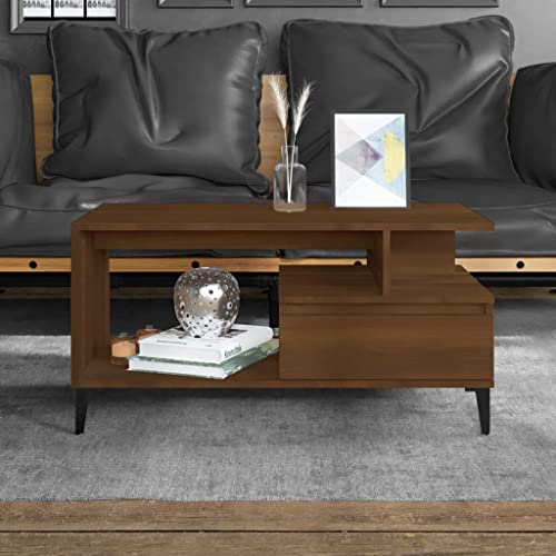 MNISDFL Couchtisch Braun Eichen-Optik Wohnzimmer möbel Tisch Wohnzimmer for Esszimmer Innenraum 90x49x45 cm Holzwerkstoff von MNISDFL