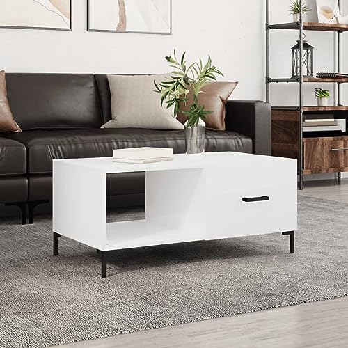 MNISDFL Couchtisch Hochglanz-Weiß Coffee Table wohnzimmertisch for Wohnzimmer Innenraum 90x50x40 cm Holzwerkstoff von MNISDFL