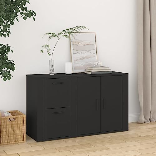 MNISDFL Flur Büro Schränke Umkleidekabine Schließfächer Sideboard Schwarz 100x33x59,5 cm Holzwerkstoff von MNISDFL