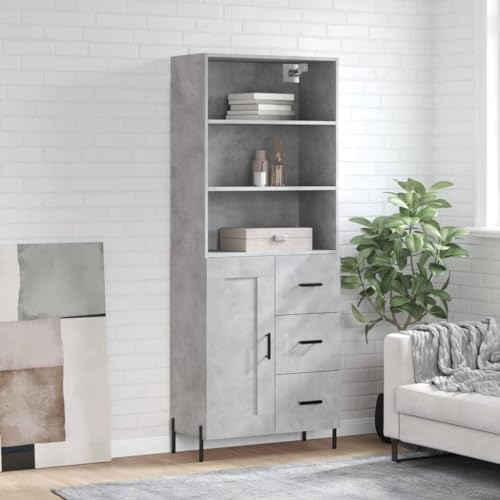 MNISDFL Highboard Betongrau Schrank gartenschrank for Wohnzimmer Schlafzimmer 69,5x34x180 cm Holzwerkstoff von MNISDFL