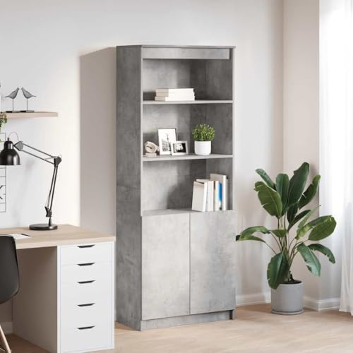MNISDFL Highboard Betongrau flurschrank sideboards for Innenraum Wohnzimmer 70x35x180 cm Holzwerkstoff von MNISDFL