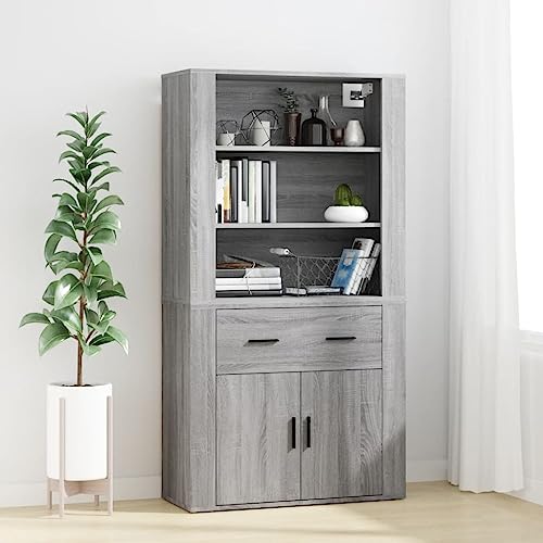 MNISDFL Highboard Grau Sonoma Holzwerkstoff kommoden gartenschrank for Schlafzimmer Innenraum von MNISDFL