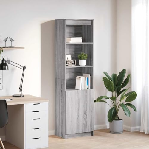 MNISDFL Highboard Grau Sonoma flurschrank Schrank for Büro Wohnzimmer 50x35x180 cm Holzwerkstoff von MNISDFL