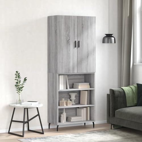 MNISDFL Highboard Grau Sonoma gartenschrank kleiderschrank for Innenraum Wohnzimmer 69,5x34x180 cm Holzwerkstoff von MNISDFL