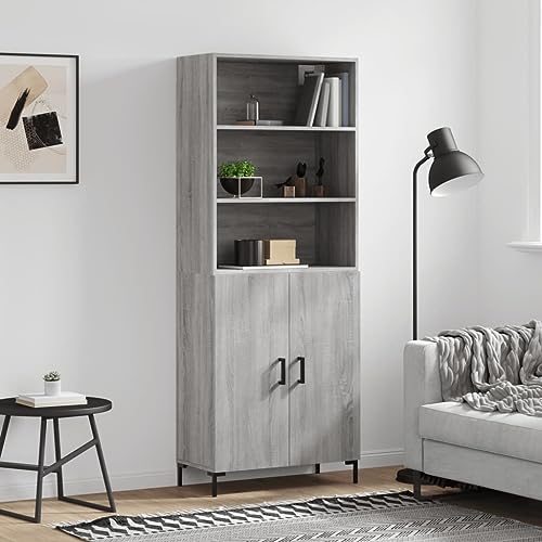MNISDFL Highboard Grau Sonoma kommoden kleiderschrank for Schlafzimmer Wohnzimmer 69,5x34x180 cm Holzwerkstoff von MNISDFL