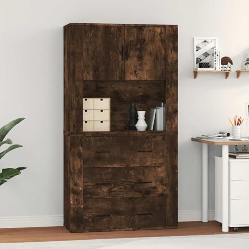 MNISDFL Highboard Räuchereiche Holzwerkstoff kleiderschrank gartenschrank for Wohnzimmer Schlafzimmer von MNISDFL