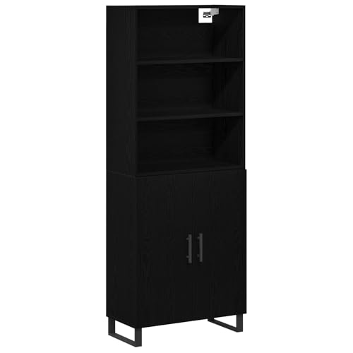 MNISDFL Highboard Schwarz-Eiche gartenschrank gartenschrank for Büro Wohnzimmer 69.5x34x180 cm Holzwerkstoff von MNISDFL