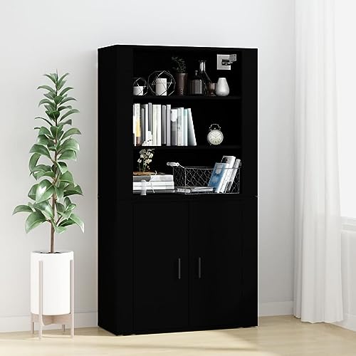 MNISDFL Highboard Schwarz Holzwerkstoff gartenschrank gartenschrank for Wohnzimmer Büro von MNISDFL