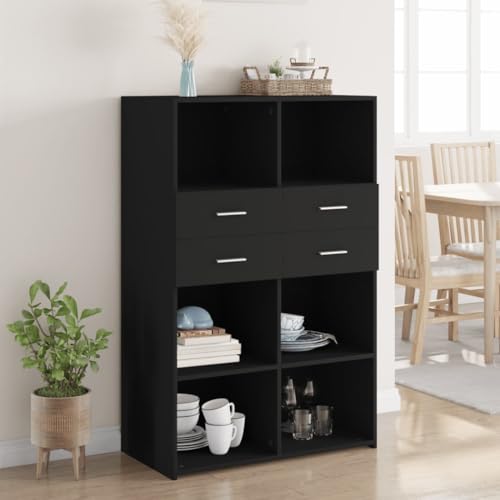 MNISDFL Highboard Schwarz kleiderschrank Schrank for Wohnzimmer Innenraum 80x42,5x124 cm Holzwerkstoff von MNISDFL
