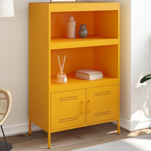 MNISDFL Highboard Senfgelb sideboards gartenschrank for Wohnzimmer Büro 68x39x113 cm Stahl von MNISDFL