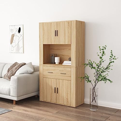 MNISDFL Highboard Sonoma-Eiche Holzwerkstoff flurschrank kommoden for Büro Wohnzimmer von MNISDFL