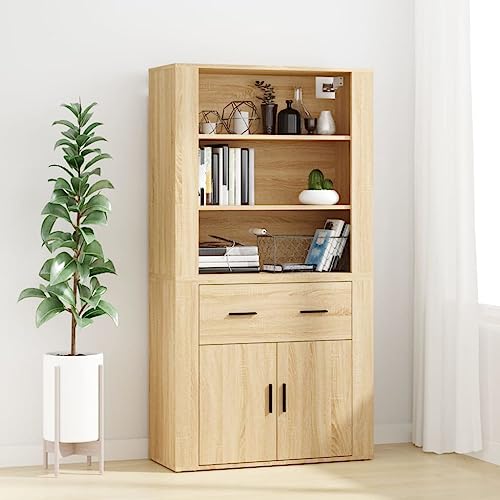 MNISDFL Highboard Sonoma-Eiche Holzwerkstoff gartenschrank kleiderschrank for Wohnzimmer Innenraum von MNISDFL