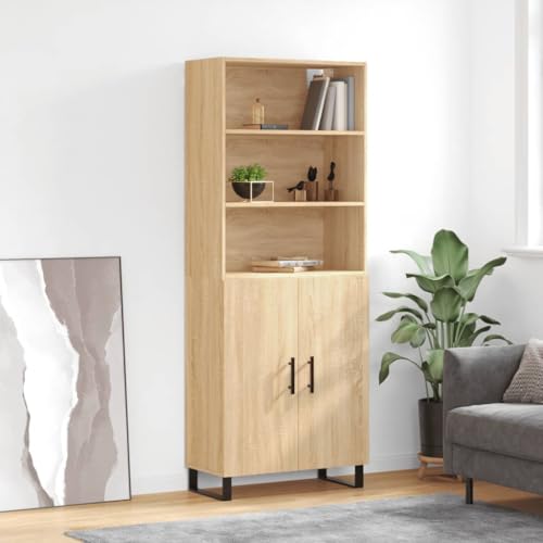 MNISDFL Highboard Sonoma-Eiche gartenschrank Schrank for Wohnzimmer Schlafzimmer 69,5x34x180 cm Holzwerkstoff von MNISDFL