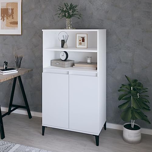 MNISDFL Highboard Weiß Schrank sideboards for Innenraum Wohnzimmer 60x36x110 cm Holzwerkstoff von MNISDFL