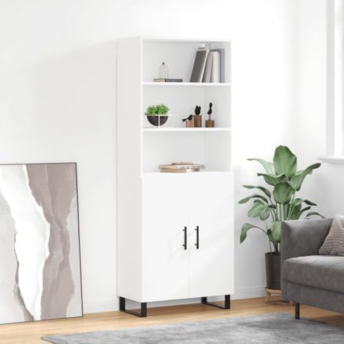 MNISDFL Highboard Weiß gartenschrank Schrank for Innenraum Büro 69,5x34x180 cm Holzwerkstoff von MNISDFL