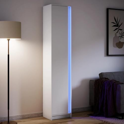 MNISDFL Highboard mit LED-Beleuchtung Weiß kommoden sideboards for Büro Wohnzimmer 41,5x32,5x200 cm MNISDFL Highboard mit LED-Beleuchtung Weiß kommoden sideboards for Büro Wohnzimmer 41,5x32,5x200 cm von MNISDFL