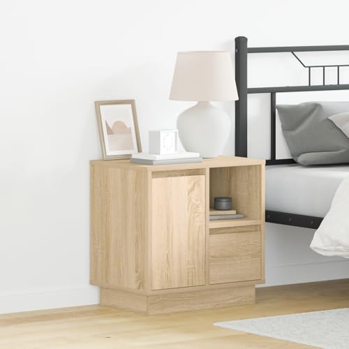 MNISDFL LED-Nachttische 2 STK. Sonoma Eiche nachtschrank nachttisch for Zimmer Schlafzimmer 50x34,5x50 cm von MNISDFL