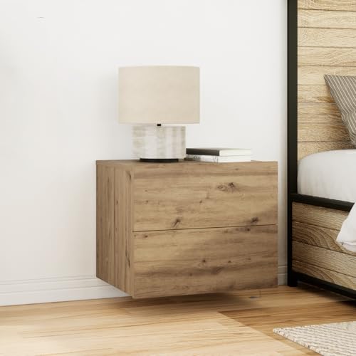 MNISDFL LED Nachttische 2 STK. Wandmontage Artisan Eiche beistelltisch nachtschrank for Zimmer Schlafzimmer von MNISDFL