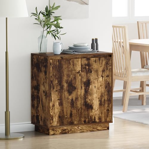 MNISDFL LED Sideboard Räuchereiche nachtschrank nachttische for Schlafzimmer Zimmer 71x34,5x75 cm Holzwerkstoff von MNISDFL