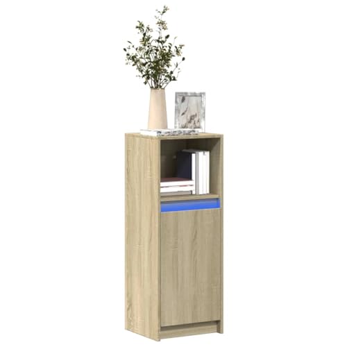 MNISDFL LED-Sideboard Sonoma-Eiche flurschrank kleiderschrank for Wohnzimmer Innenraum 38x34x100 cm Holzwerkstoff von MNISDFL